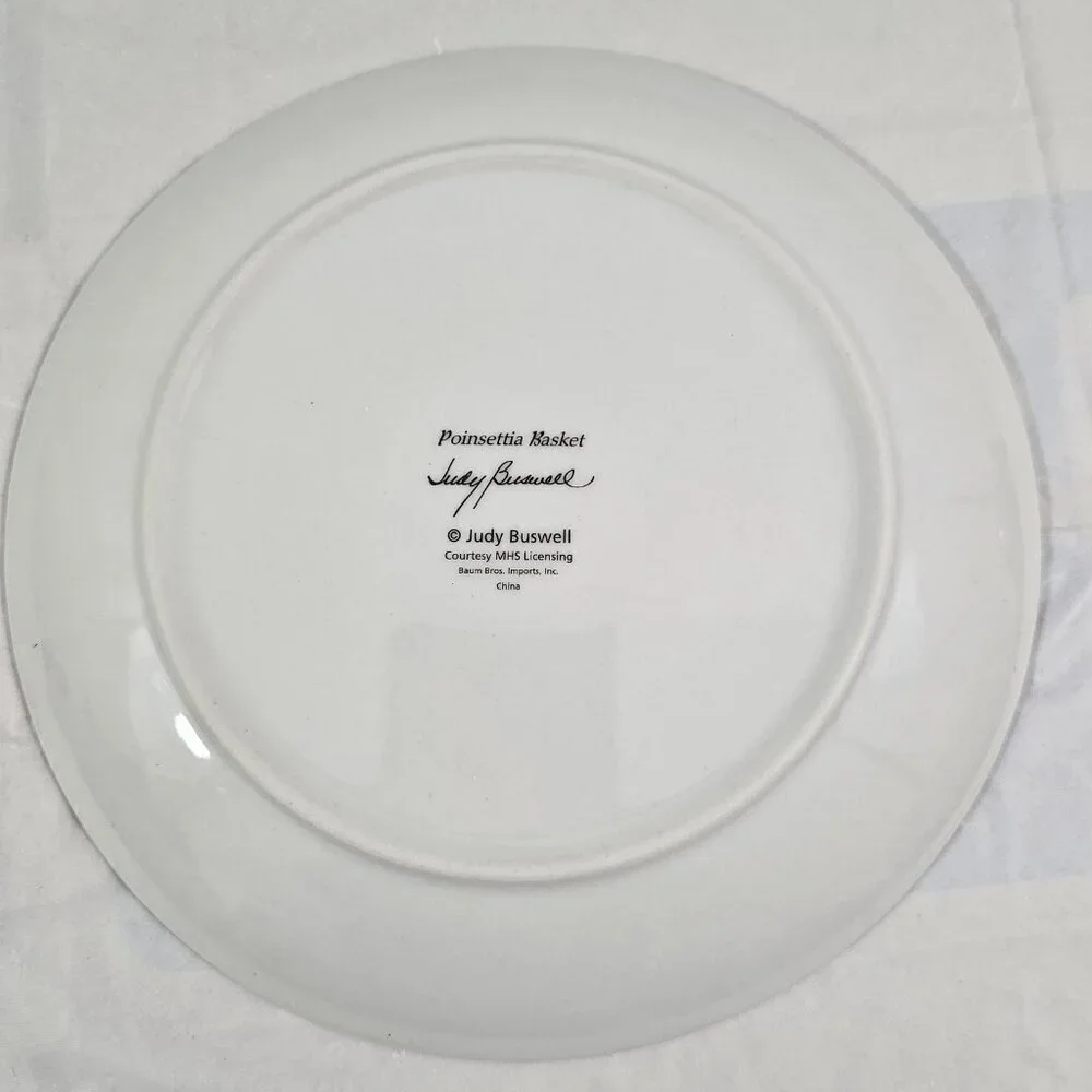 Formalities Baum Bros Poinsettia Basket Salad Dessert Luncheon Plates – Set of 4